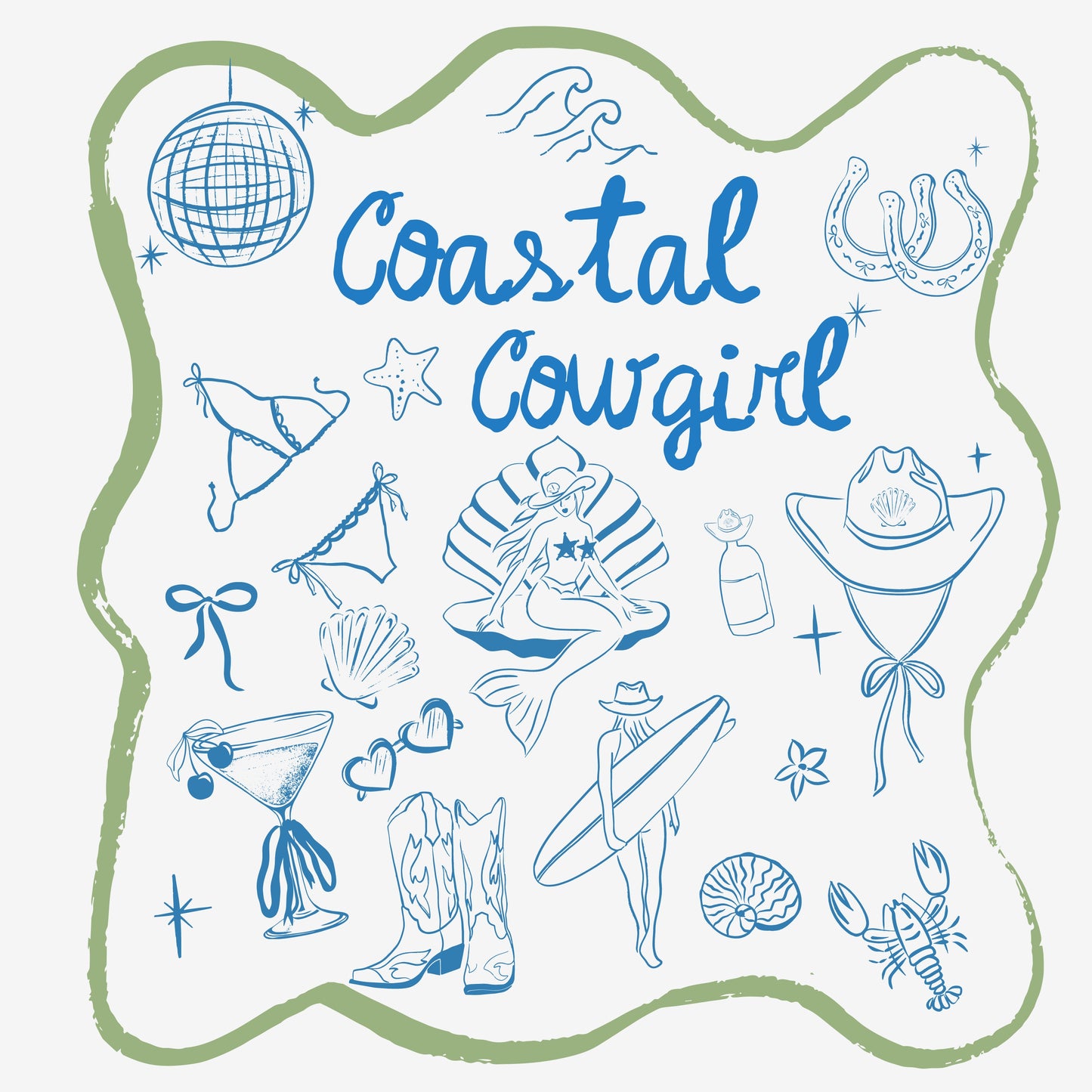 Coastal Cowgirl Collection - Hand drawn Illustrations