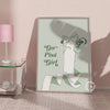 Go Piss Girl Print – Funny Gossip Quote Poster – Sage Green Aesthetic Wall Art for Bathroom or Dorm – Sassy Trendy Typography Decor