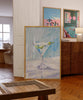 Martini Painting Bar Cart Print Blue