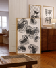 Trendy Disco Hearts Poster Black White