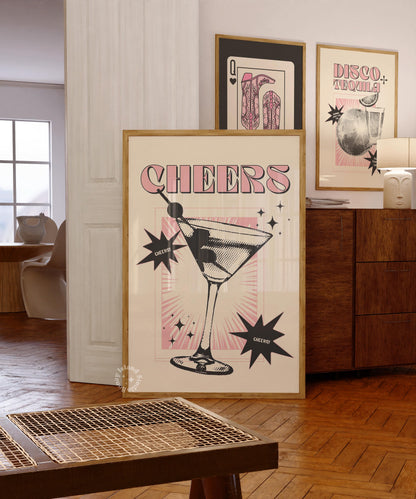 Cheers Retro Martini Poster