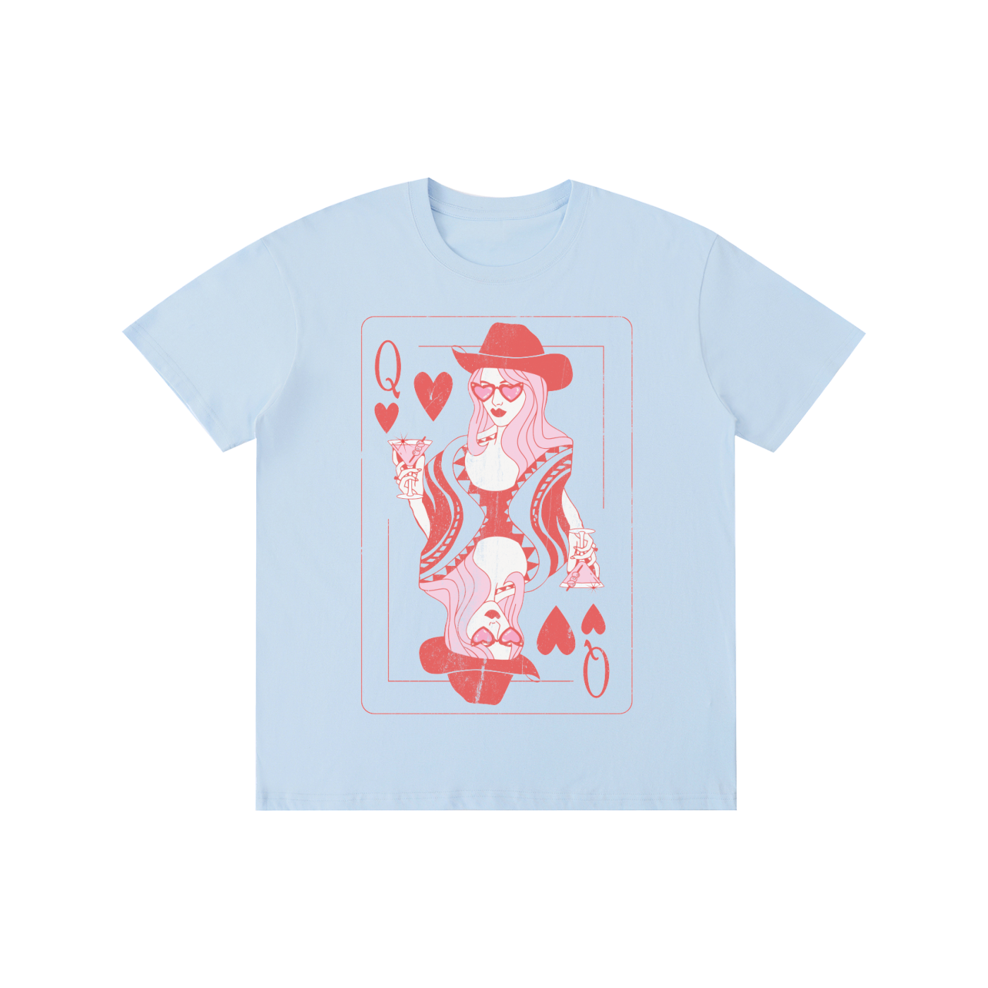 Queen of Hearts Cowgirl Martini Cotton Unisex T-Shirt