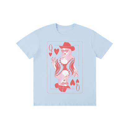 Queen of Hearts Cowgirl Martini Cotton Unisex T-Shirt