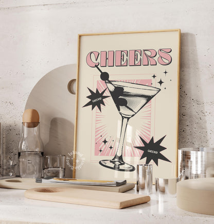 Cheers Retro Martini Poster