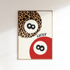 Trendy Lucky Print, 8 Ball Leopard Red Aesthetic Poster