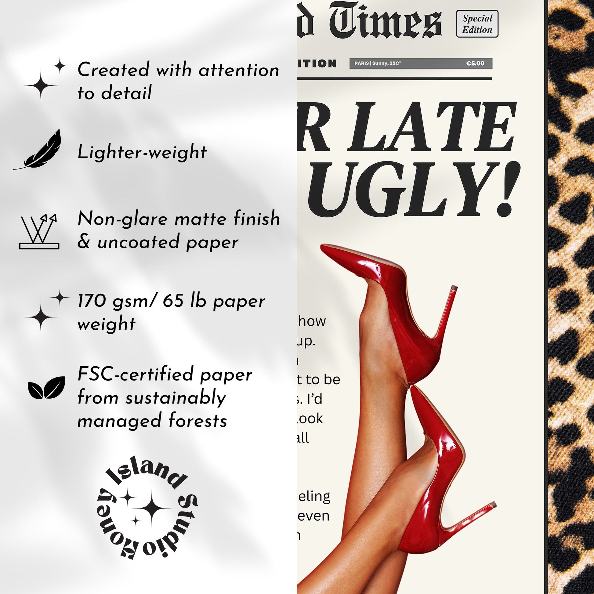 Better Late than Ugly Leopard Wall Art Bathroom Print