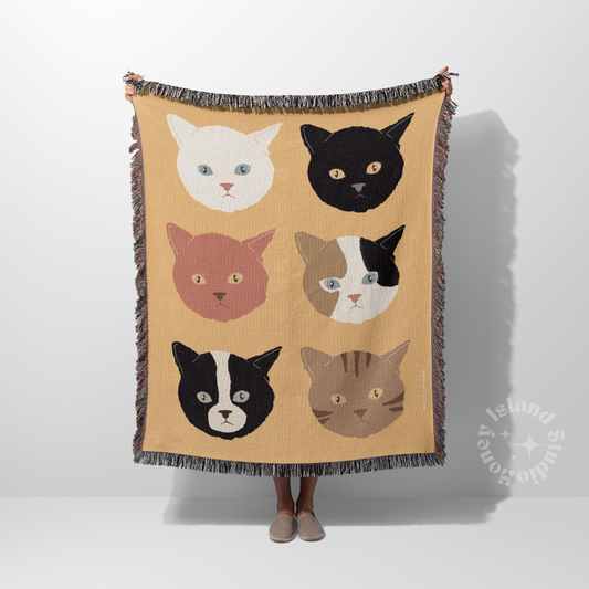 Cat Kittens Cotton Woven Blanket