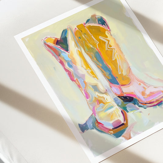 Colorful abstract shoe design on a white background
