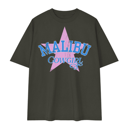 Malibu Cowgirl Streetwear Oversized Drop Shoulder T-Shirt