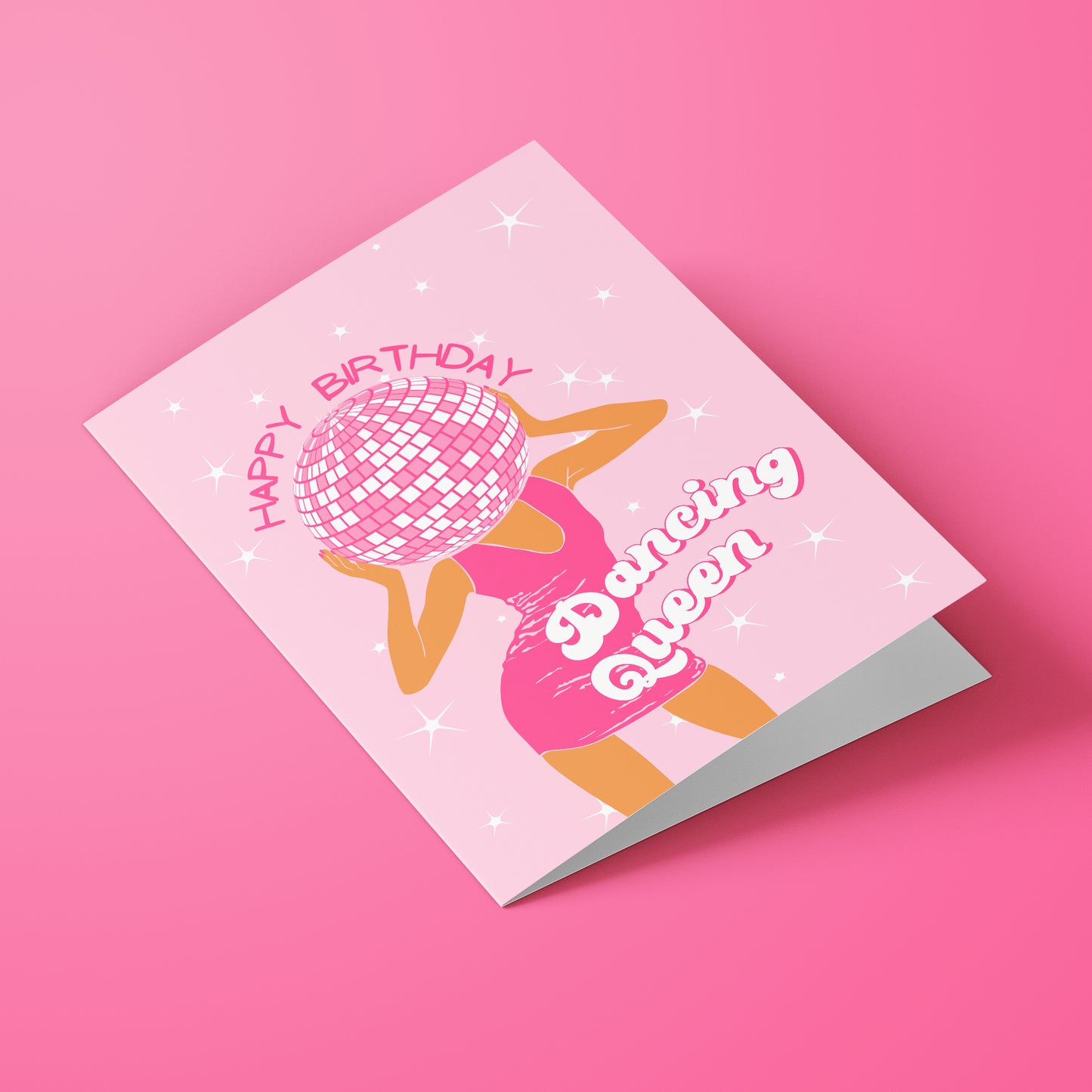 Dancing Queen Birthday Cards, Pack of 10 Birthday Cards, Disco Queen Bday Card - Pink