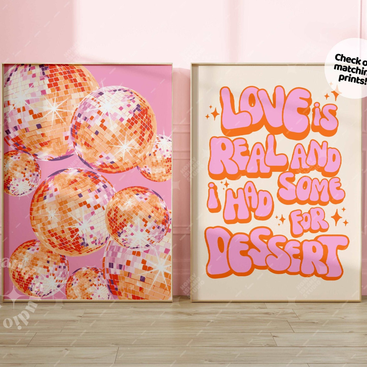 Shining Disco Ball Poster - Pink/Orange