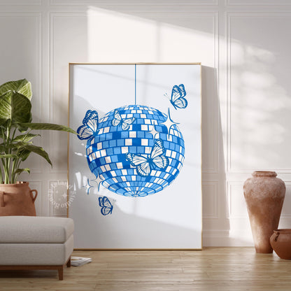 Disco butterfly poster - Blue