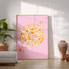 Disco Ball Pink Orange Poster