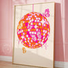 Disco Butterflies Poster Orange Pink