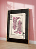Queen of Hearts Print, Cowgirl Wall Art, Poker Card Trendy retro wall prints, Dorm Decor