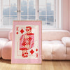 King of Diamonds Matte Paper Poster - Pink/Red