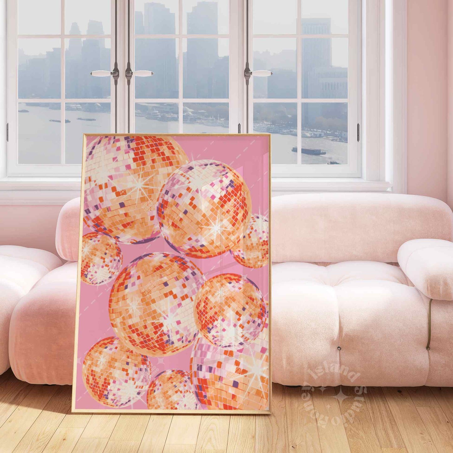 Shining Disco Ball Poster - Pink/Orange