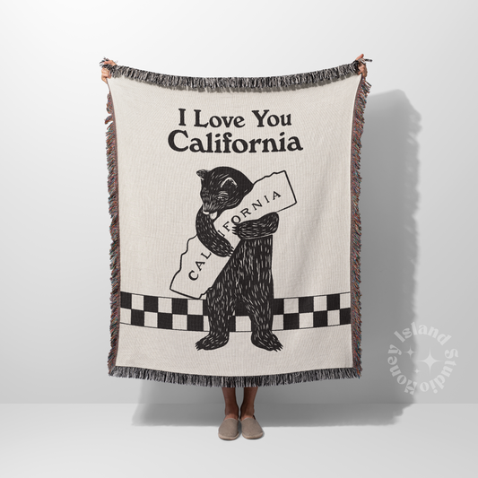 I Love You California Bear Woven Blanket