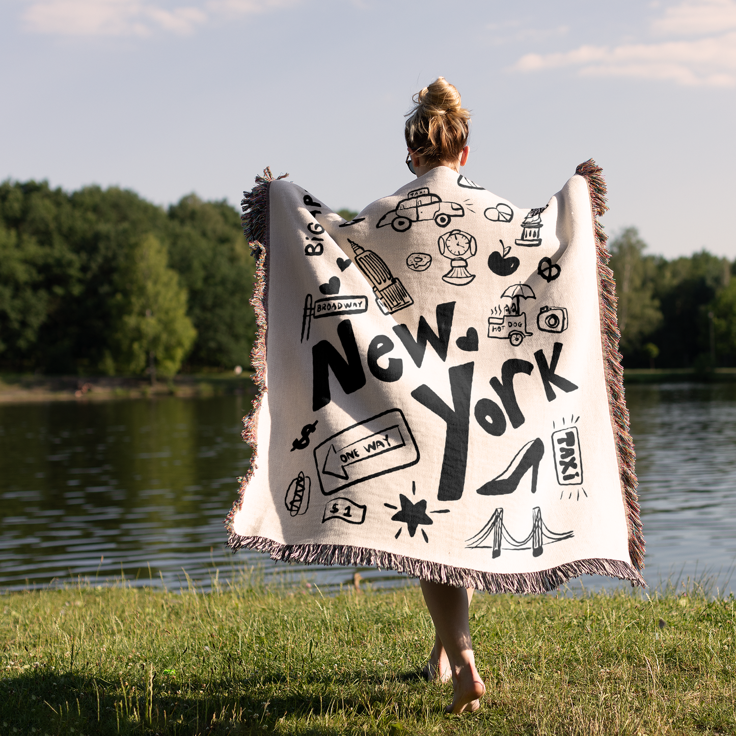 New York Doodles Woven Blanket