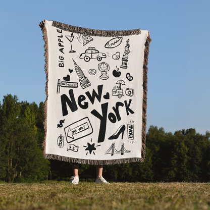 New York Doodles Woven Blanket