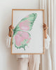 Split Butterfly RIGHT Wing Wall Print - Pink/Green
