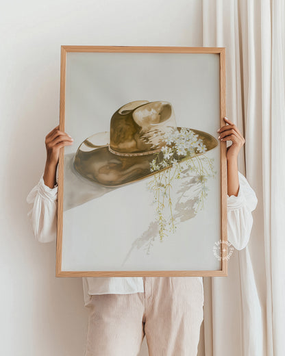 Cowgirl Hat Wild Flowers Classic Matte Poster