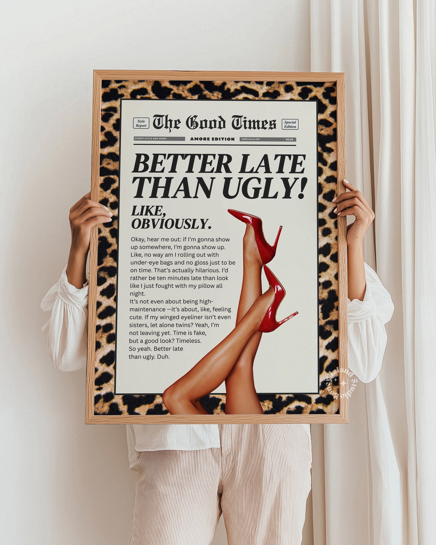 Better Late than Ugly Leopard Wall Art Bathroom Print