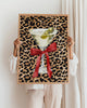 Martini Cocktail Glass with Bow Leopard Red Aesthetic Print