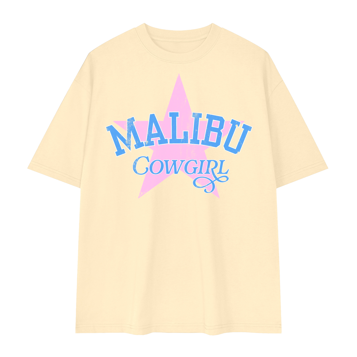 Malibu Cowgirl Streetwear Oversized Drop Shoulder T-Shirt