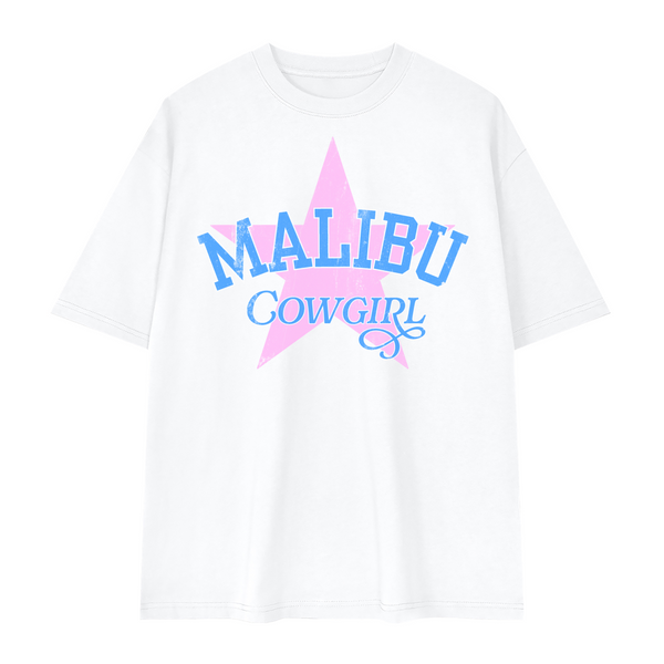 Malibu Cowgirl Streetwear Oversized Drop Shoulder T-Shirt