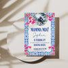 Mamma Mia Invitation card with disco ball and Bougainvillea flowers 