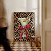 Martini Cocktail Glass with Bow Leopard Red Aesthetic Print