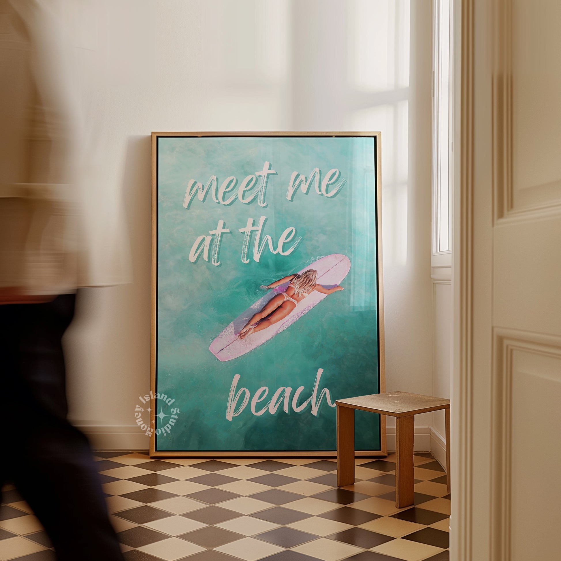 Meet me at tbe beach Poster, Coastal Cowgirl Wall art, Surfing  Print