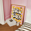 Groovy New York Wall Art – Retro Funky Print for Dorm or Home New York Funky Print - Pink