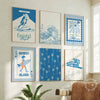 Set of 6 Coastal Cowgirl Blue Wall Art - Digital