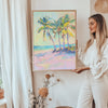 Palm trees painting, Beach wall art, Tropical beach print, Coastal dream sunset, beach house decor, california sunset, UNFRAMED