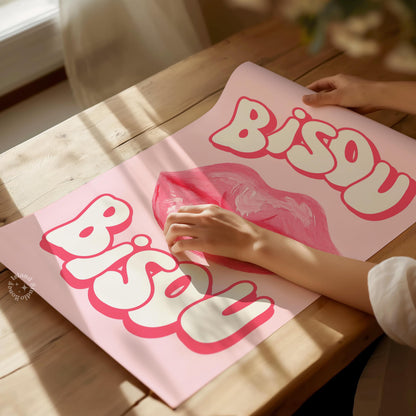 Bisou Bisou Pink Kiss Preppy Poster