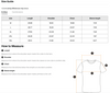 Size chart for shirts with measurements in inches and centimeters, and a diagram on how to measure a shirt.