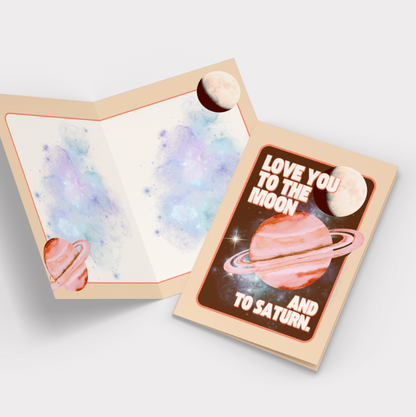 Love you to the Moon and To Saturn - Pack of 10 Greeting Cards with envelopes