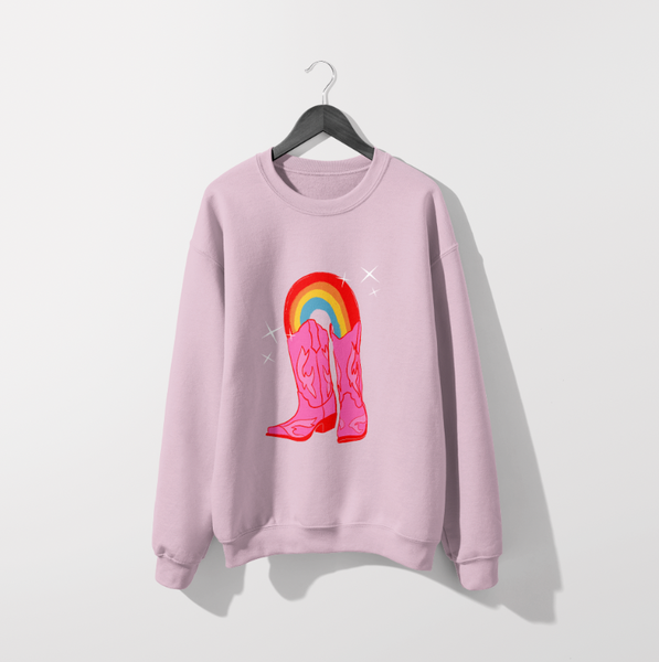 Cowgirl Boots Rainbow Classic Unisex Crewneck Sweatshirt