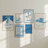 Set of 6 Coastal Cowgirl Blue Wall Art - Digital