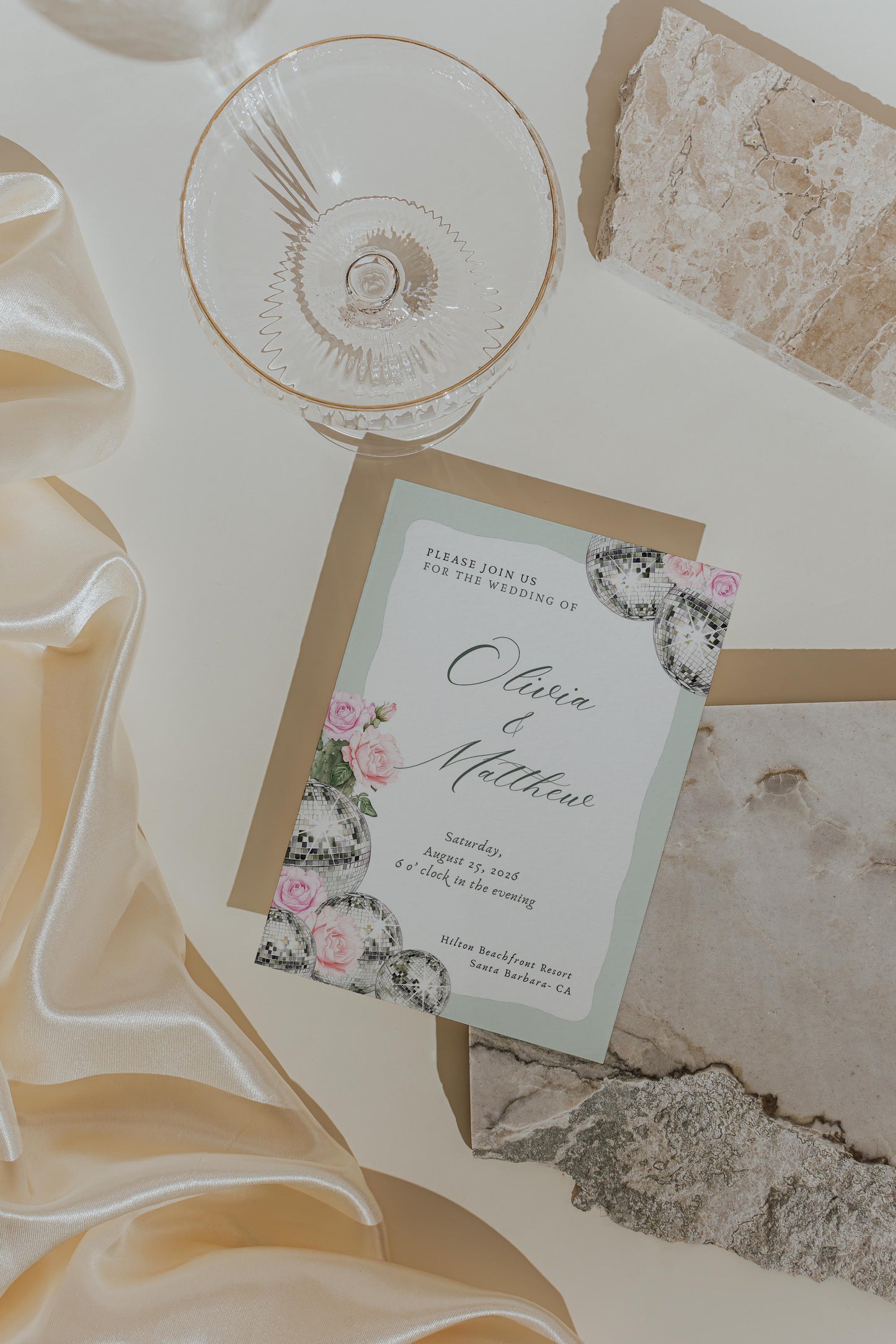 Floral Disco Wedding Invite (Canva Template)