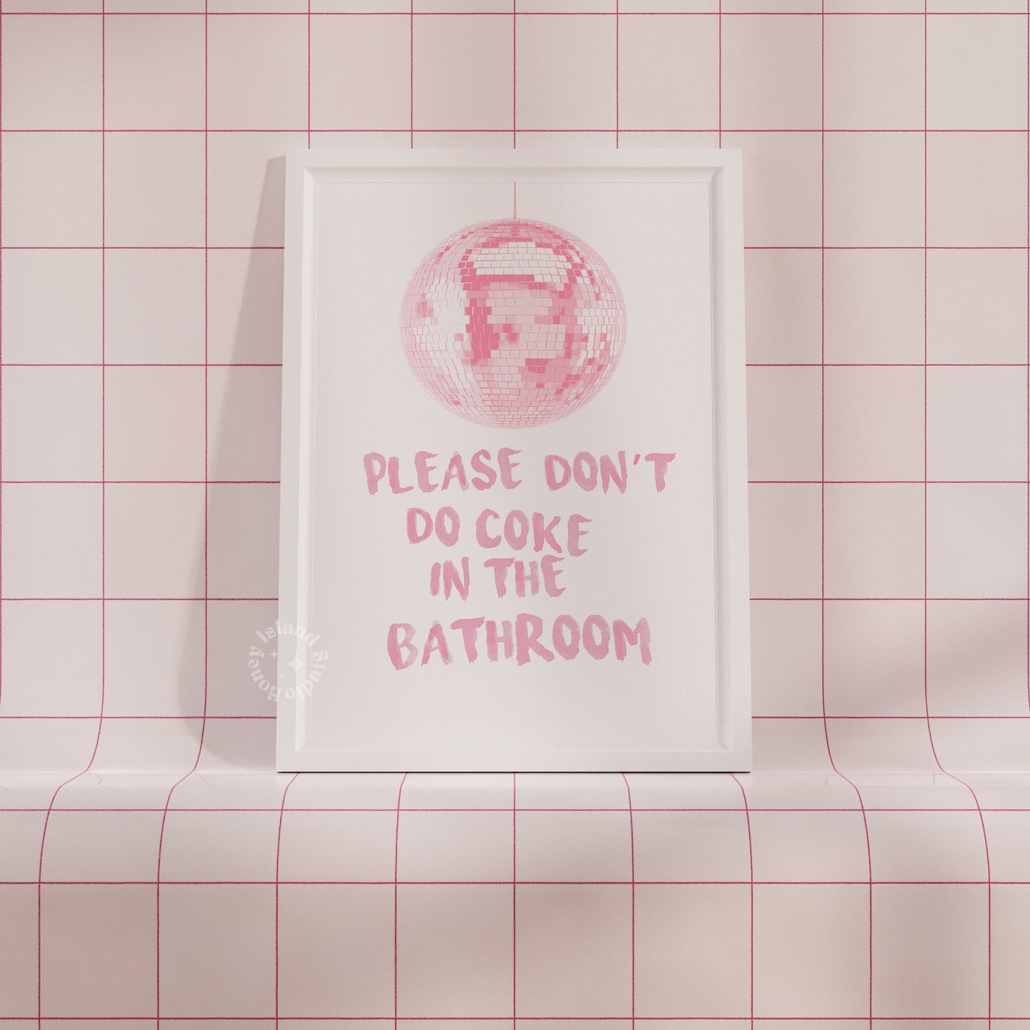 Please dont do coke in the bathroom disco poster, Pink girly wall art disco poster