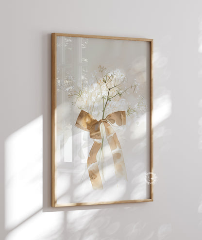 Coquette Bow delicate Flwoer Cottagecore Matte Poster