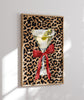 Martini Cocktail Glass with Bow Leopard Red Aesthetic Print