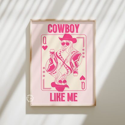 Taylor Cowboy Like Me, Queen Of Hearts Card Pink - Poster
