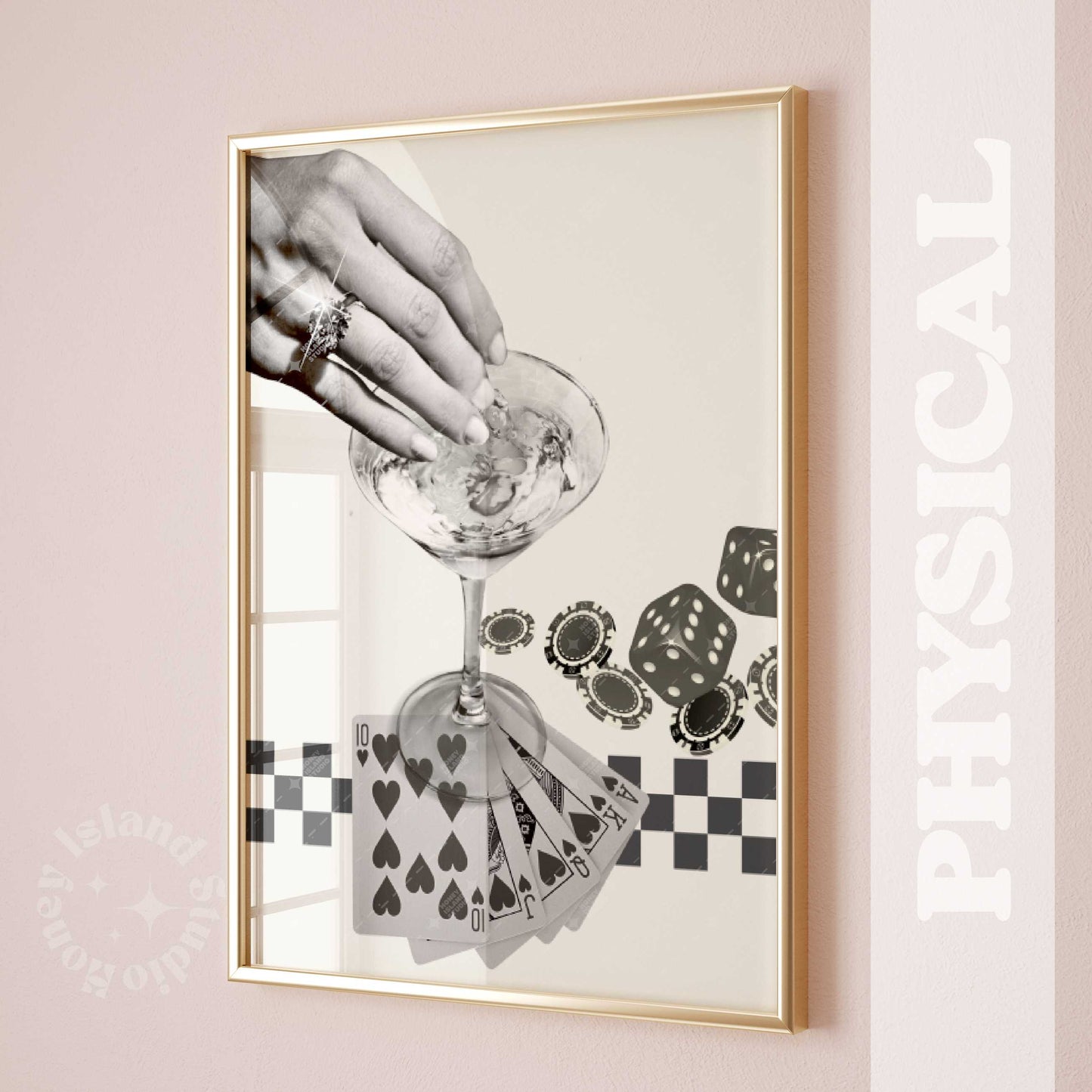 Retro Playing Cards Poster Black/Off-white