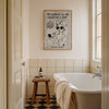 Newspapers Disco Bathroom Matte Paper Poster - Black/White