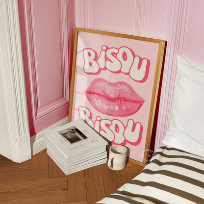 Bisou Bisou Pink Kiss Preppy Poster