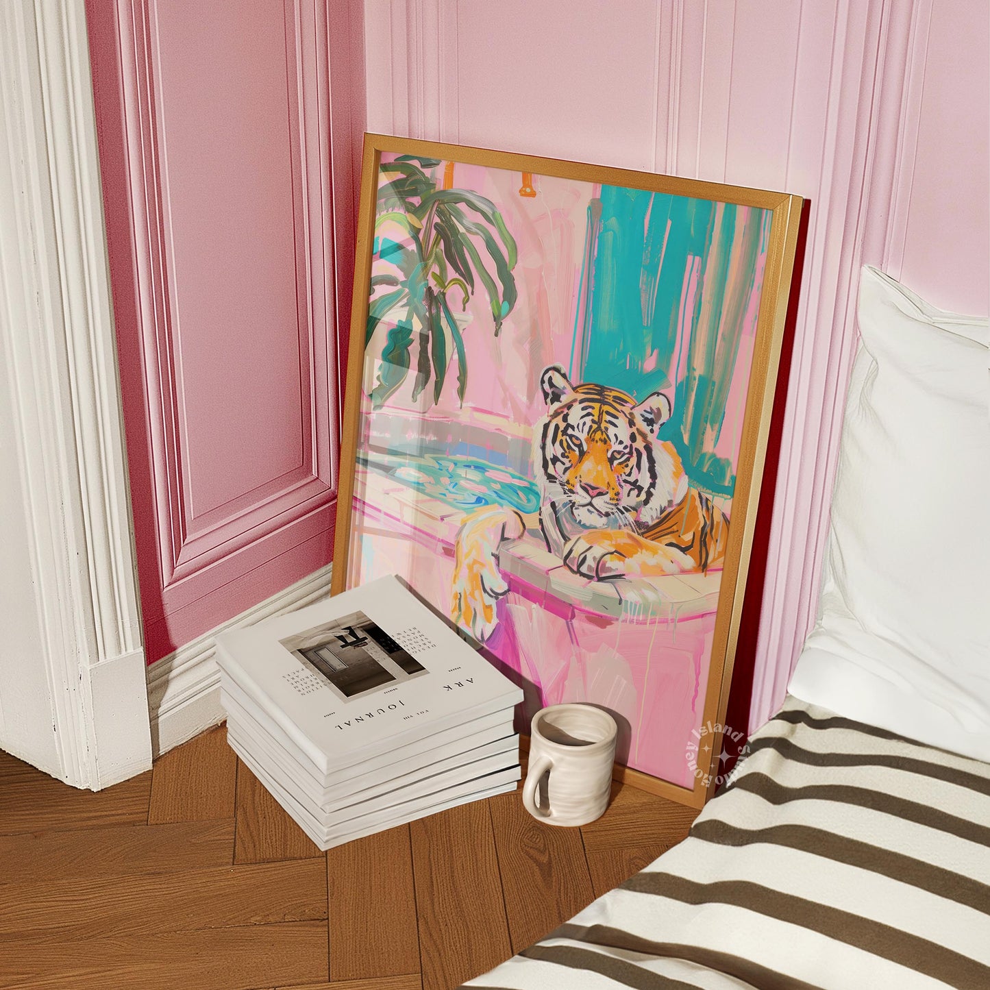 Tiger in Bathtub Bathroom Print
